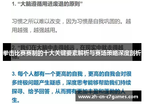 拳击比赛赛制的十大关键要素解析与赛场策略深度剖析